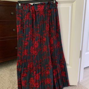 Navy and red floral maxi skirt